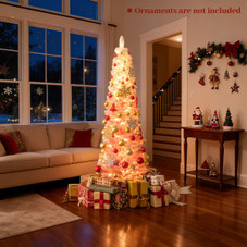 Snow-Flocked Artificial Pink Christmas Tree with LED Lights  product image