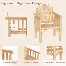 Outdoor Wood Armchair with Reclined Backrest product image