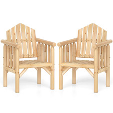 Outdoor Wood Armchair with Reclined Backrest product image
