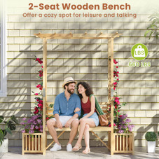 Patio Garden Bench Arbor Arch with Planting Boxes product image