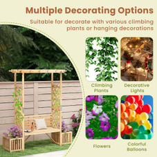 Patio Garden Bench Arbor Arch with Planting Boxes product image