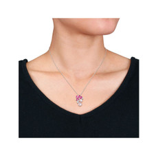 Lab-Created Pink and White Sapphire Pearl Necklace product image Lab-Created Pink and White Sapphire Pearl Necklace product image