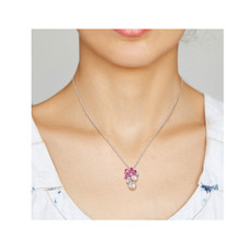 Lab-Created Pink and White Sapphire Pearl Necklace product image Lab-Created Pink and White Sapphire Pearl Necklace product image