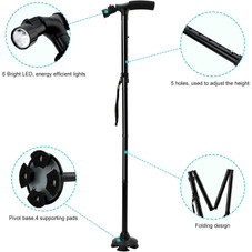 Adjustable Folding Walking Cane with LED Light product image Adjustable Folding Walking Cane with LED Light product image