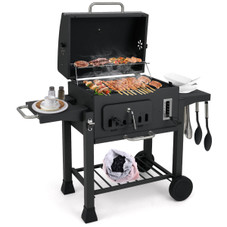 24-Inch Outdoor Barrel Charcoal Grill with 2 Folding Side Tables product image 24-Inch Outdoor Barrel Charcoal Grill with 2 Folding Side Tables product image