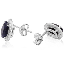 4 1/2 Carat Sapphire and Halo Diamond Stud Earrings product image