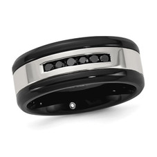 Mens 1/4 Carat (ctw) Black Diamond Stainless Steel Ring product image Mens 1/4 Carat (ctw) Black Diamond Stainless Steel Ring product image