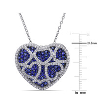 4.00 Carat (ctw) Lab-Created Blue and White Sapphire Heart Necklace product image