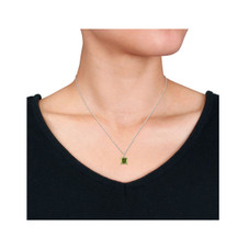 7.20 Carat (ctw) Square Peridot Solitaire Earrings and Pendant Set product image 7.20 Carat (ctw) Square Peridot Solitaire Earrings and Pendant Set product image