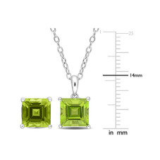 7.20 Carat (ctw) Square Peridot Solitaire Earrings and Pendant Set product image 7.20 Carat (ctw) Square Peridot Solitaire Earrings and Pendant Set product image