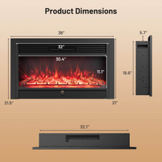1500W Electric Fireplace Insert with Adjustable Thermostat product image