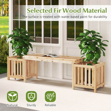 Patio Wooden Bench with Open-Ended Flower Boxes product image
