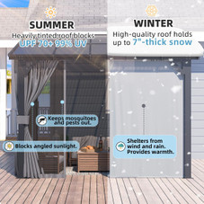 Outdoor Hard Top Lean-to Pergola with Curtains and Netting product image