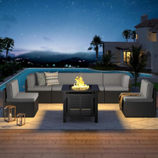 7 Piece Outdoor Patio Furniture Set with Fire Pit Table product image