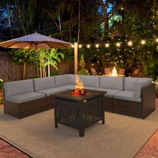 7 Piece Outdoor Patio Furniture Set with Fire Pit Table product image