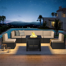 7 Piece Outdoor Patio Furniture Set with Fire Pit Table product image