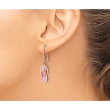 Lab-Created Synthetic Pink Opal Flip Flop Charm Earrings product image Lab-Created Synthetic Pink Opal Flip Flop Charm Earrings product image
