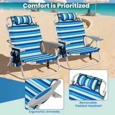 Folding Beach Chair with Adjustable Backrest and Storage Pockets product image