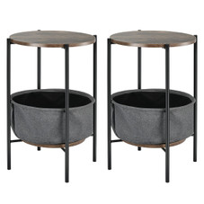 Industrial Round End Table with Storage Basket product image