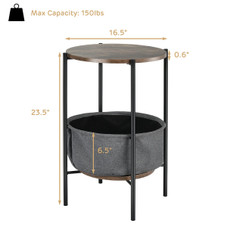 Industrial Round End Table with Storage Basket product image