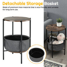 Industrial Round End Table with Storage Basket product image
