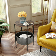 Industrial Round End Table with Storage Basket product image