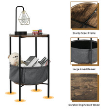 Industrial Round End Table with Storage Basket product image