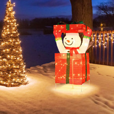 Lighted Snowman in Gift Box Christmas Decoration product image
