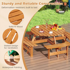 8-Person Picnic Table Set with 4 Built-in Benches product image