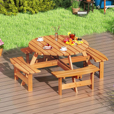 8-Person Picnic Table Set with 4 Built-in Benches product image