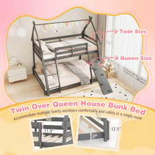 Twin-Over-Queen House Shaped Bunk Bed Frame product image