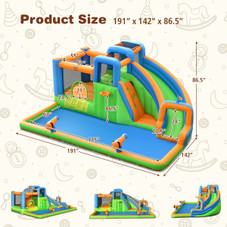 6-in-1 Inflatable Kids Water Park Bounce House with Blower product image
