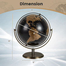 720° Rotating Metallic Black World Globe product image