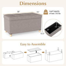 30” Storage Ottoman Bench with Tray (1- or 2-Pack) product image