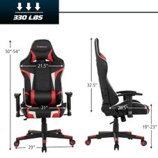 Gaming Chair with Ergonomic Cushion and Lumbar Support Massager product image