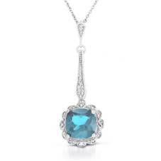 Cushion-Cut Vintage-Style Gemstone & Diamond Pendant product image