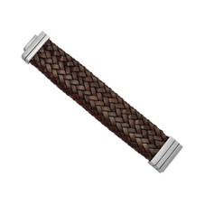 Men's Woven Italian Leather Bracelet product image