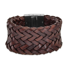 Men's Woven Italian Leather Bracelet product image