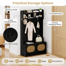 4-In-1 Hall Tree Entryway Bench with Coat Rack product image