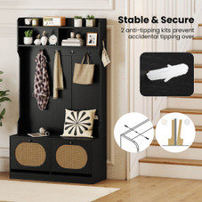 4-In-1 Hall Tree Entryway Bench with Coat Rack product image