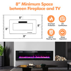 68'' Wall Mounted Ultra-Thin Recessed Electric Fireplace  product image