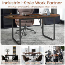 71" Oval Home Office Table with Cable Management product image