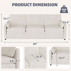 3-Seater Sofa Bed with Ultra- Soft Fabric Upholstery product image