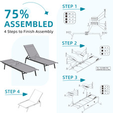 Adjustable Outdoor Chaise Lounge Chairs with Wheels product image