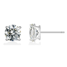 Round Stud .925 Sterling Silver Lab-Created 2ct. Birthstone Earrings product image
