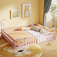 Queen Size Floor Bed with Full Length Safety Guardrails product image