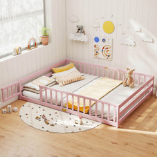 Queen Size Floor Bed with Full Length Safety Guardrails product image