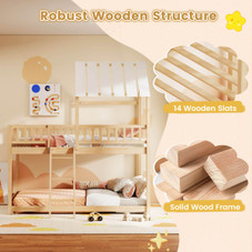 Twin Bunk Bed House with Roof and Full-length Guardrails product image
