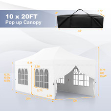 Outdoor 10 x 20 FT Pop-Up Canopy Tent with 6 Sidewalls product image