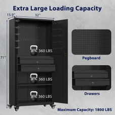 71" Metal Garage Storage Cabinet with Wheels product image